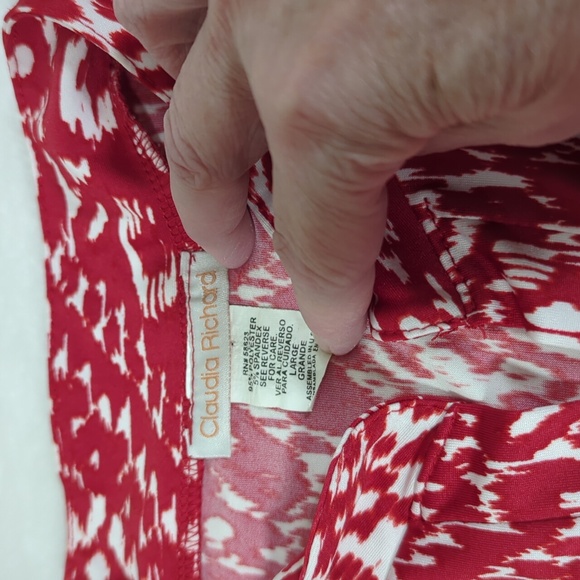 Soft knit tank top blouse L EUC red white - Picture 2 of 2